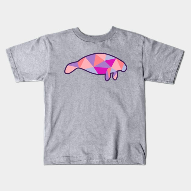 Geometric Manatee Pink (Full Front) Kids T-Shirt by natelledrawsstuff